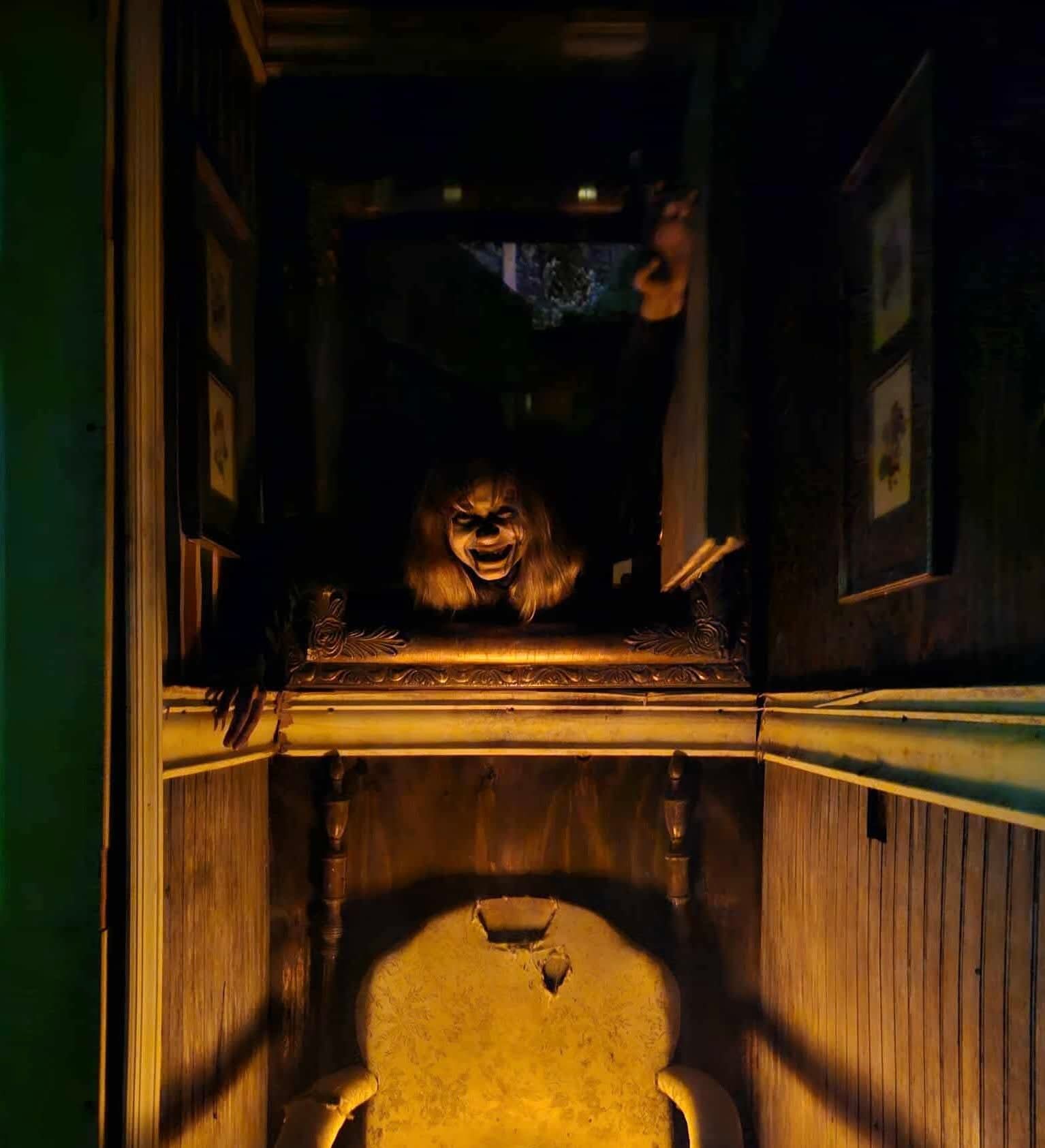 Glowing green monster prop at Halloween Hollow