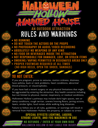 Halloween Hollow Warnings